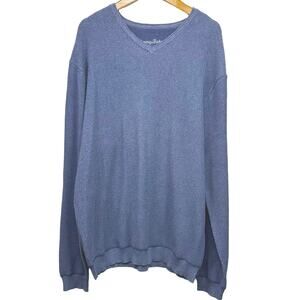Tommy Bahama Men’s Blue V-Neck Cotton Knit Pullover Sweater Size XL